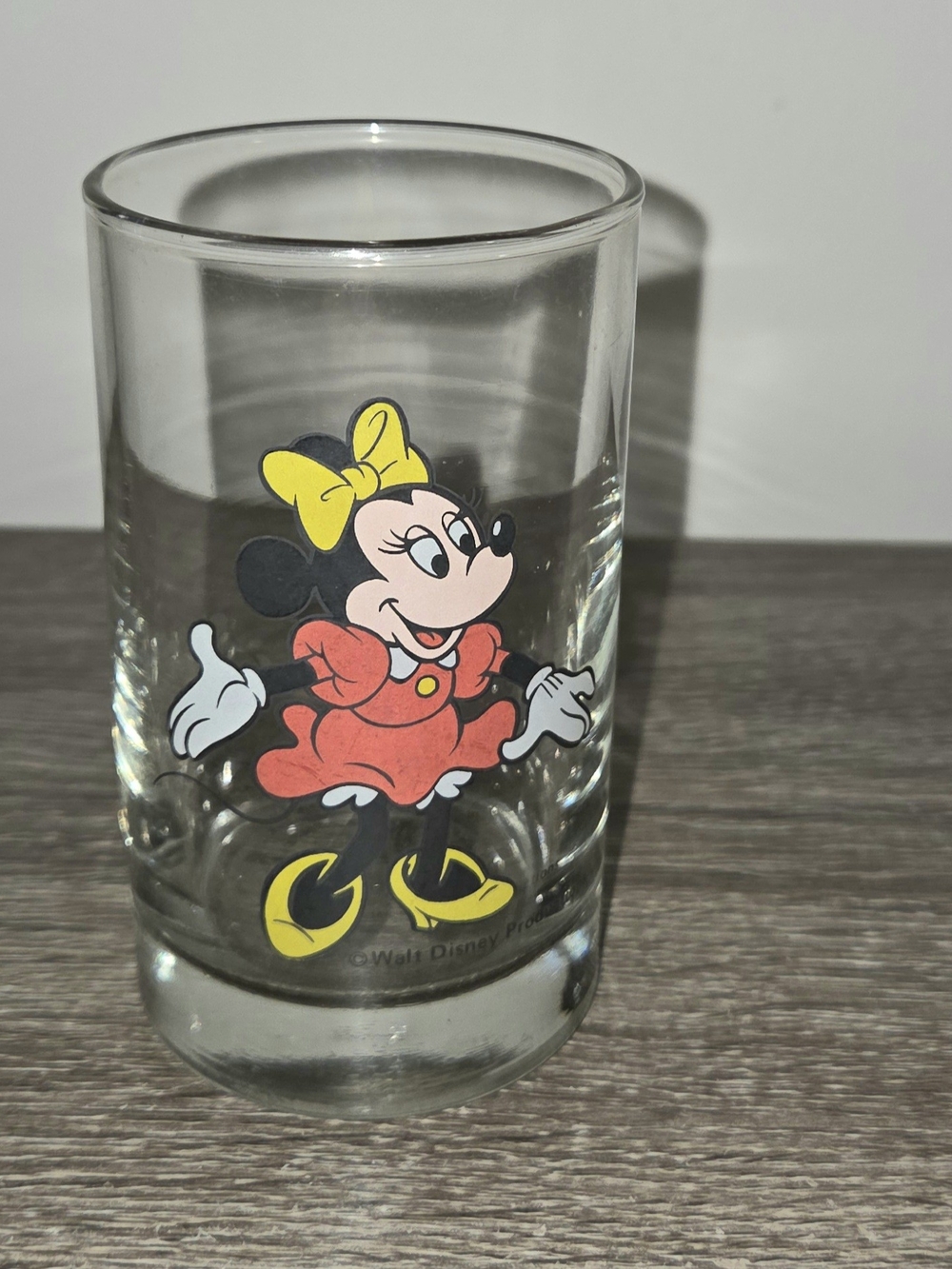 Walt Disney Productions Vintage Minnie Small Juice Glass 4" SEE DESCRIPTION.